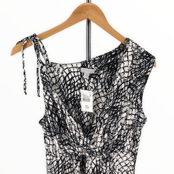 A Pea in the Pod Maternity Black White Animal Print Asymmetrical Strap Dress NWT - Picture 2 of 10